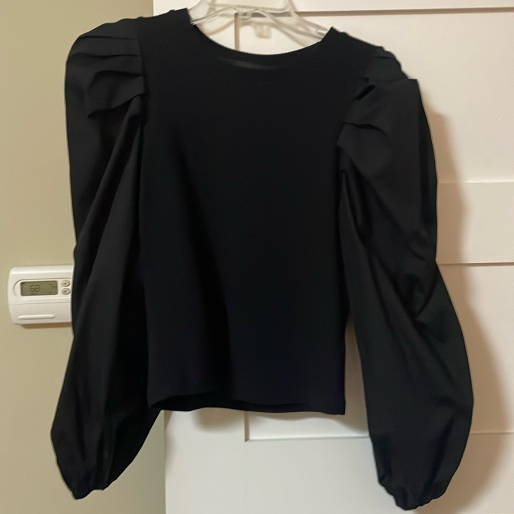 Lea & Viola Anthropologie black holiday crisp long puff sleeve S